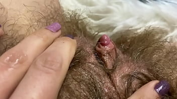 Massive erected enjoyment button tearing up labia deep inside massive climax